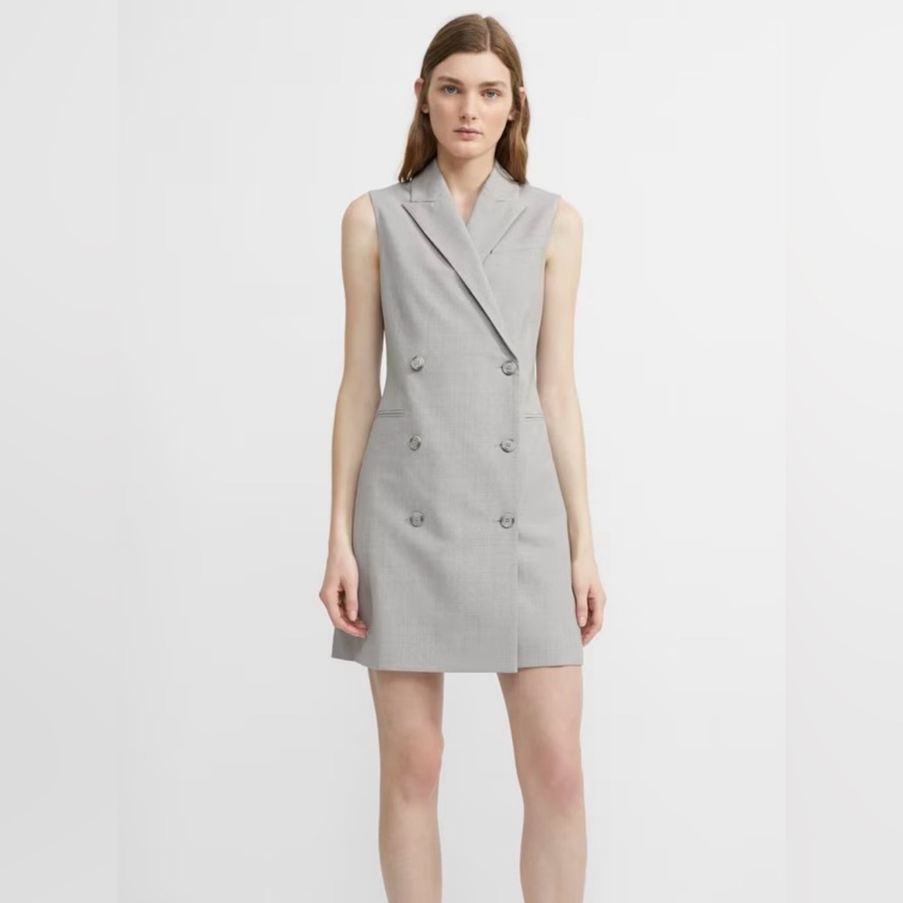 Theory Light Gray Sleeveless Mini Dress